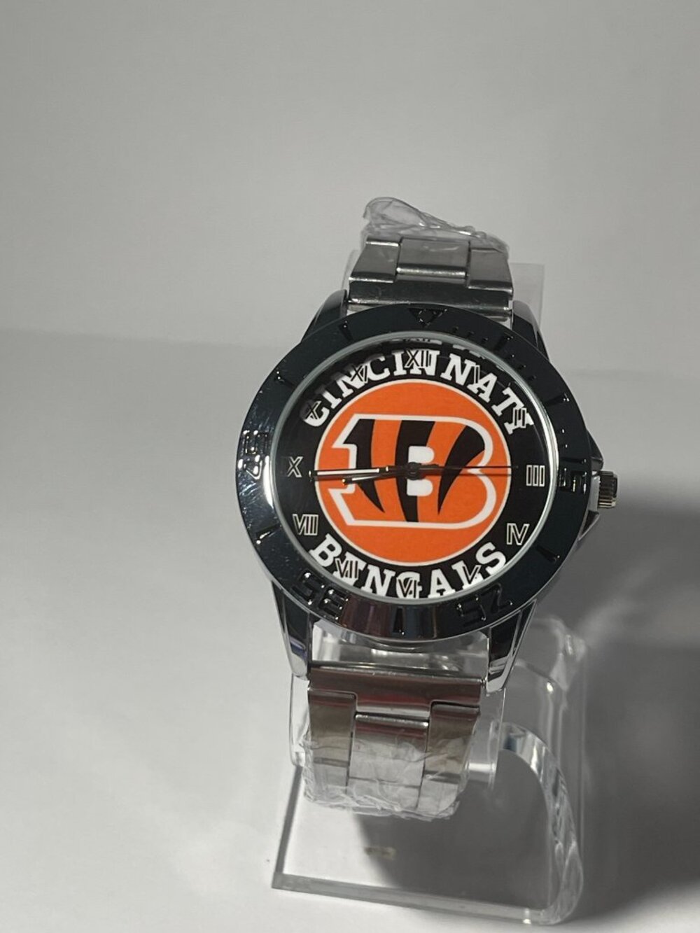 Cincinnati Bengals NFL Team Logo Men's Stainless-Steel Silver Watch NEW